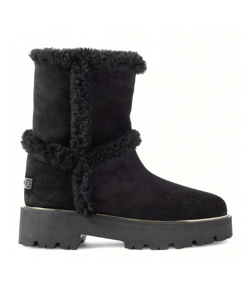 Teddi shearling-trimmed suede ankle boots BLACK