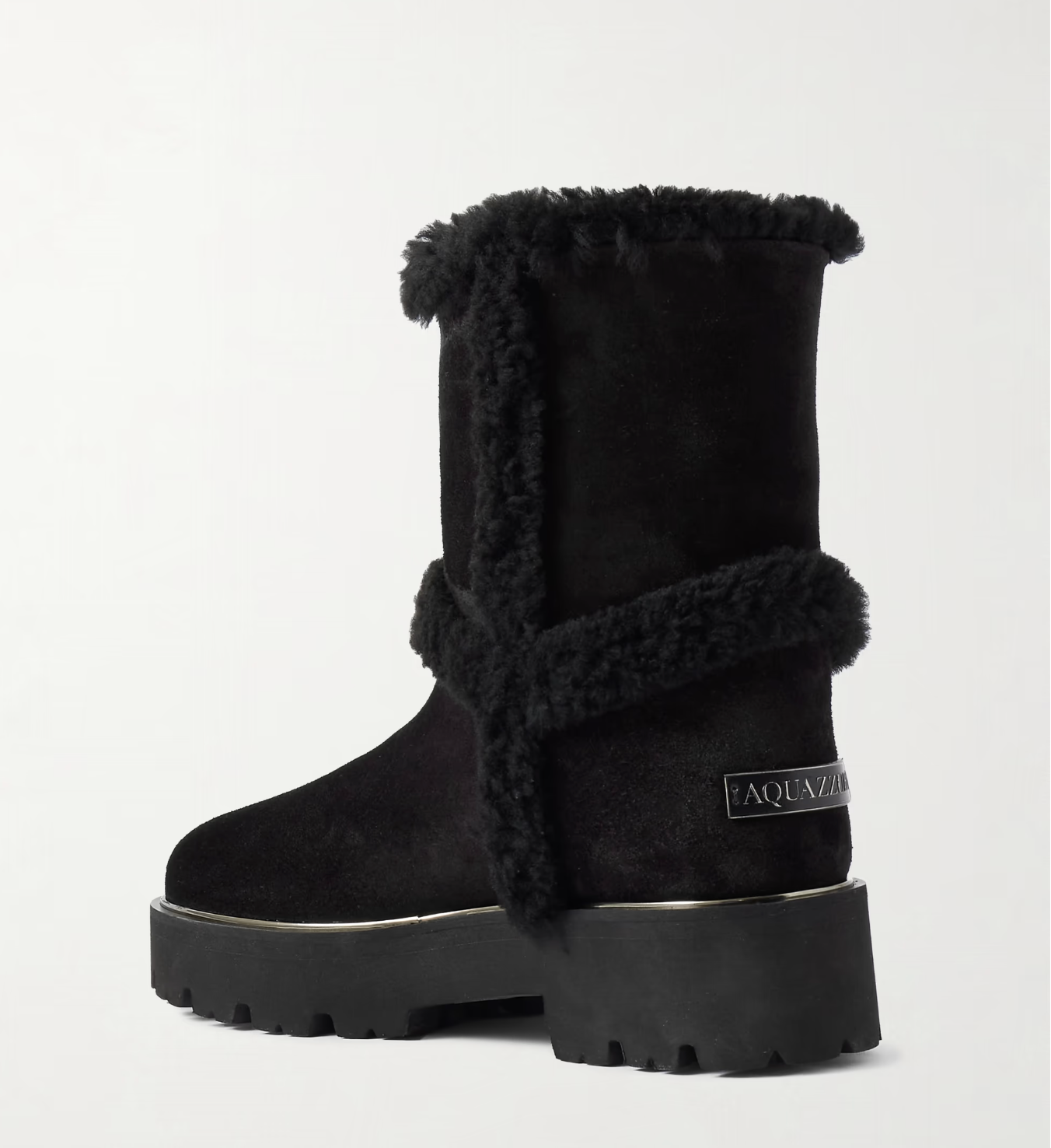 Teddi shearling-trimmed suede ankle boots BLACK