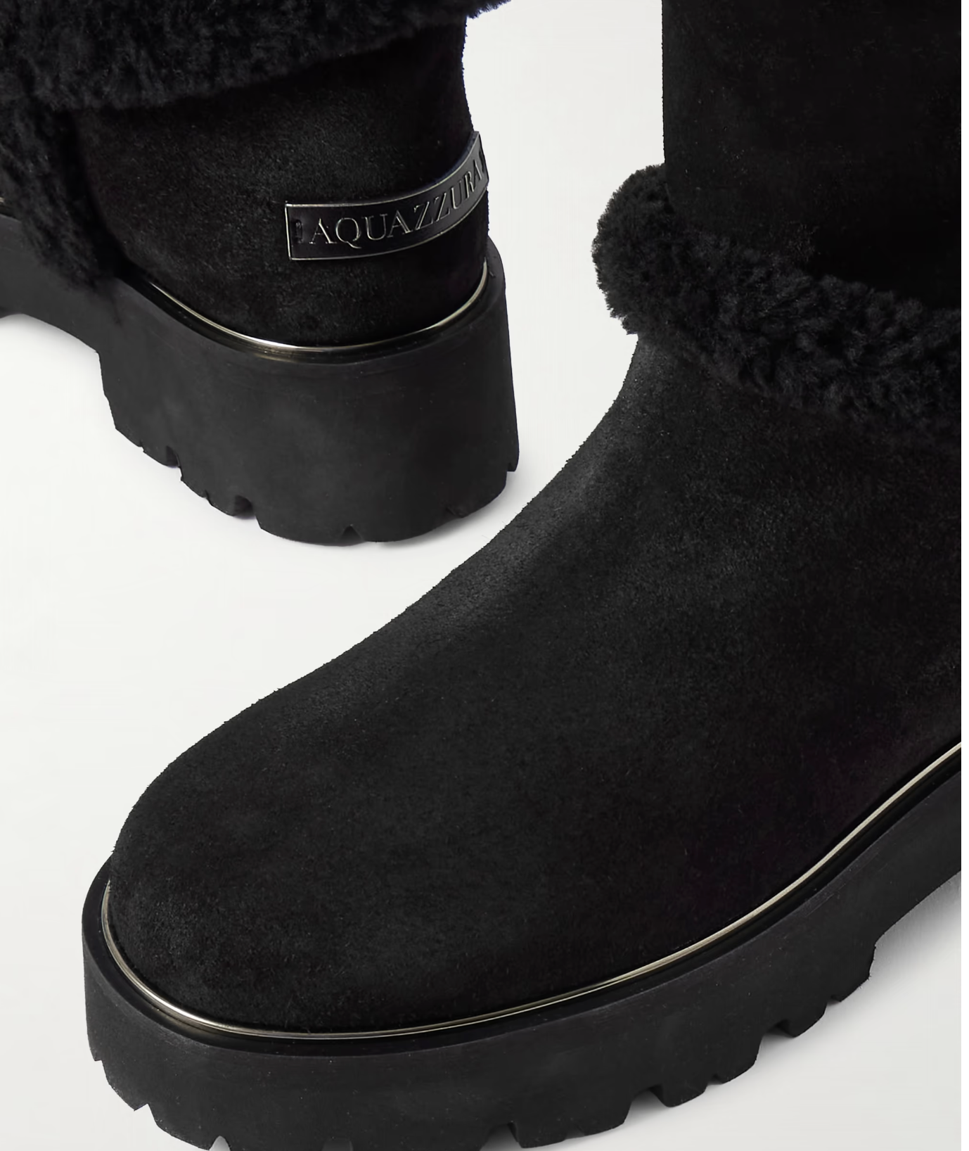 Teddi shearling-trimmed suede ankle boots BLACK