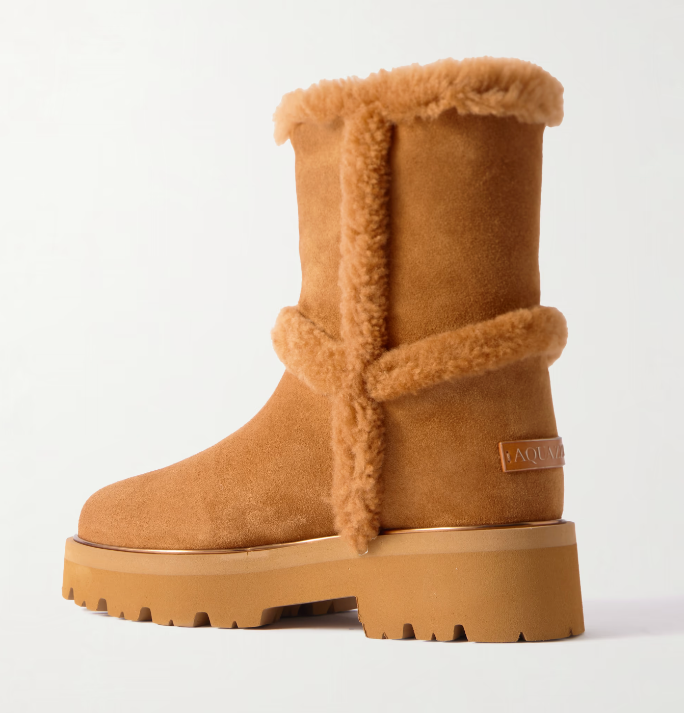 Teddi shearling-trimmed suede ankle boots TAN