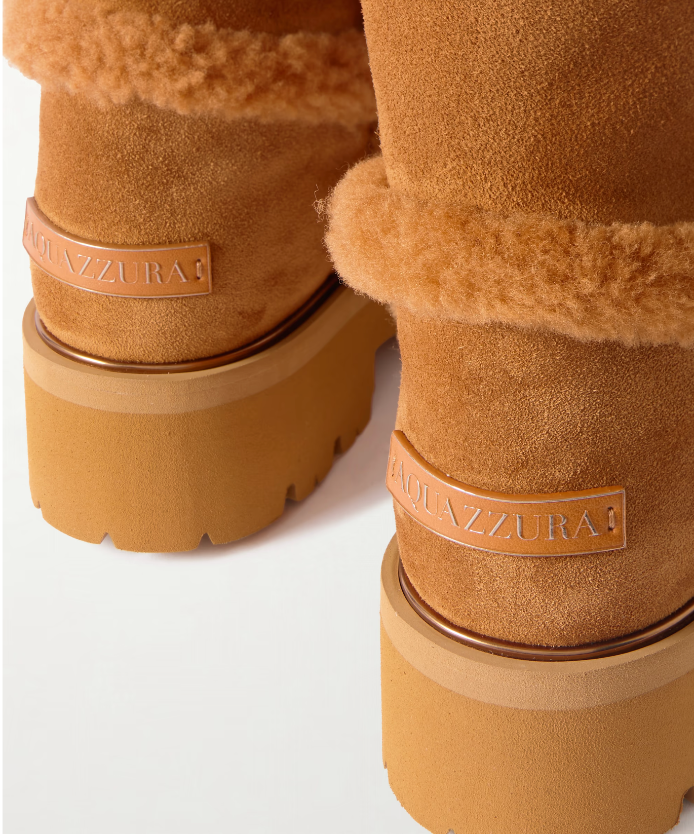 Teddi shearling-trimmed suede ankle boots TAN