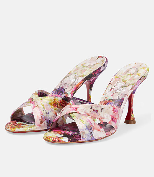 Nicol Is Back floral silk satin sandals